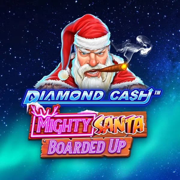 Diamond Cash Mighty Santa Boarded Up casino game by Greentube – featured logo at LuckyVibe Casino