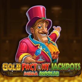 Gold Factory Jackpots Mega Moolah logo by Aurum Signature Studios at LuckyVibe Casino