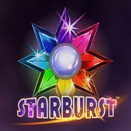 Slots logo of Starburst from NetEnt at LuckyVibe Casino
